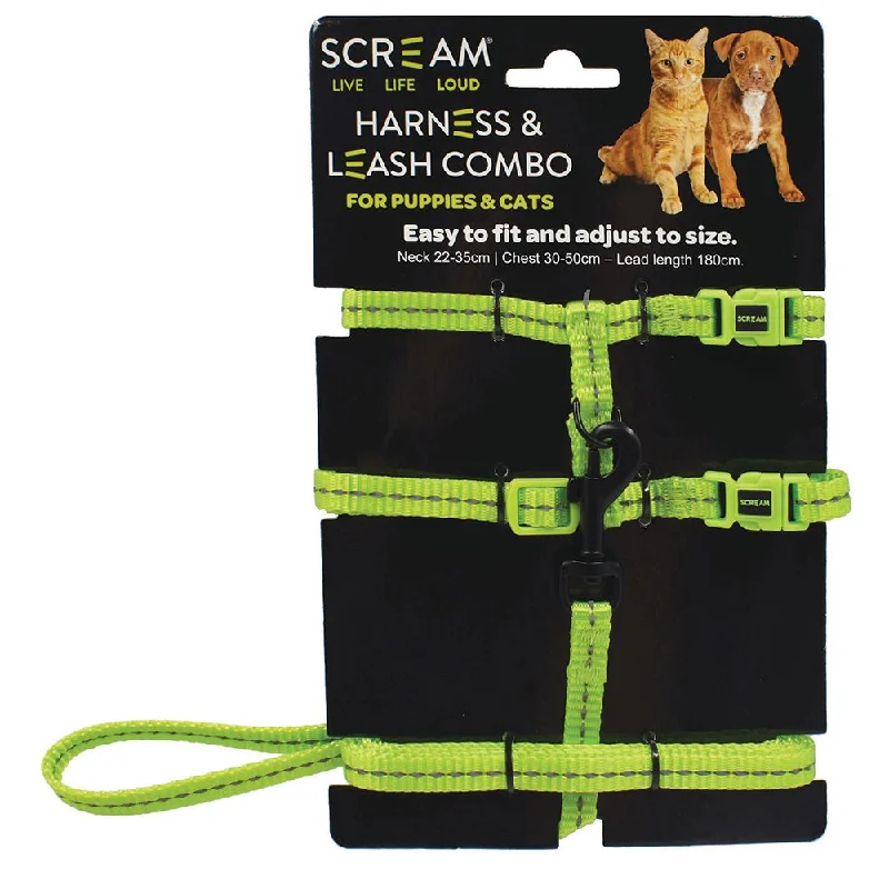  -Bite-resistant dog toy recommendationsScream REFLECTIVE ADJ. NYLON CAT Harness Dog and PUPPY Harness 1 cm HARNESS w/LEASH Loud Green 180 cm Leash