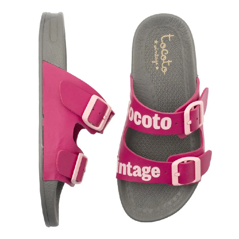 - Pet monitor with cameraTocoto Vintage Pink Two Buckles Logo Beach Sandals