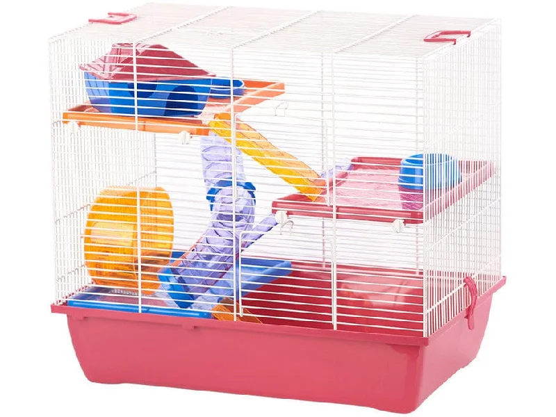 - Parrot climbing and standing wooden frameRODENT CAGE IBIZA DIEGO 3 50x33x45,5cm fuchsia/white