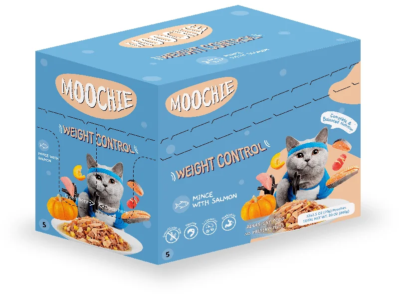 Pet ProductsMOOCHIE MINCE WITH SALMON (WEIGHT CONTROL)12x70g Pouchs