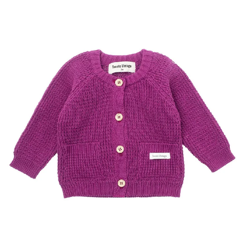 ---Tocoto Vintage Pink Fluor Baby Knitted Cardigan