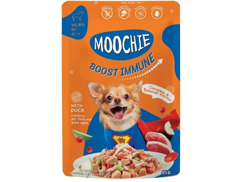 - Teething and chewing toys for puppiesMoochie Casserole With Duck (Boost Immune)  85G  Pouch