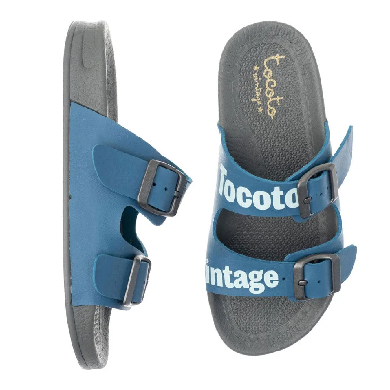 - Remote interactive pet feederTocoto Vintage Blue Two Buckles Logo Beach Sandals