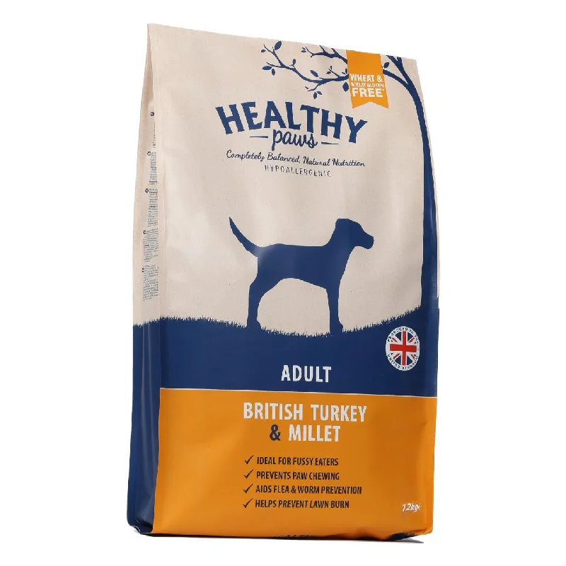 Dog FoodHealthy Paws British Turkey & Millet Adult Dog Food 12kg