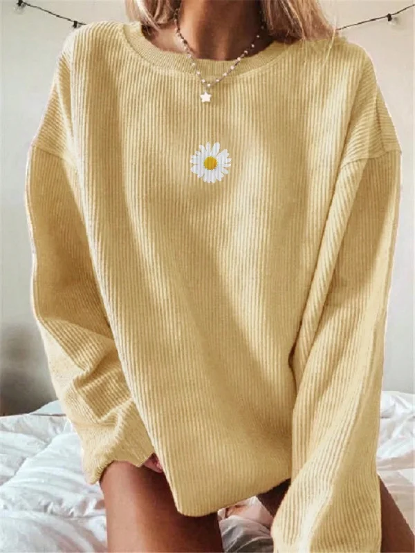 - Pet stroller can be taken on the planeSHEIN EZwear Women Stylish Vertical Yellow Daisy Print Long Sleeve Rib-Knit T-Shirt