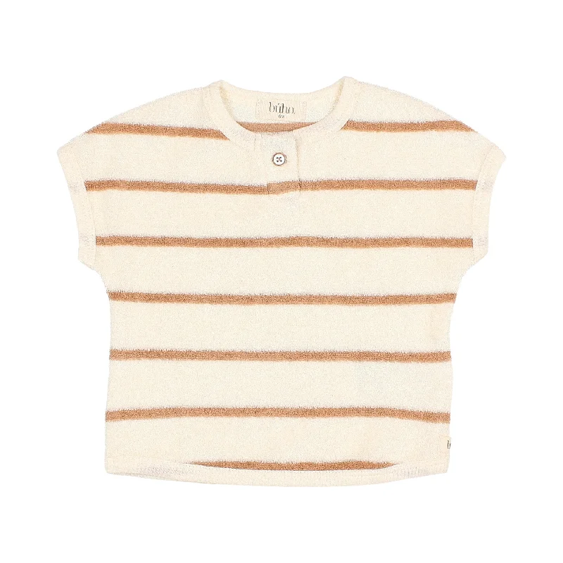 ---Buho Ecru Stripes Baby Terry Cloth Tee