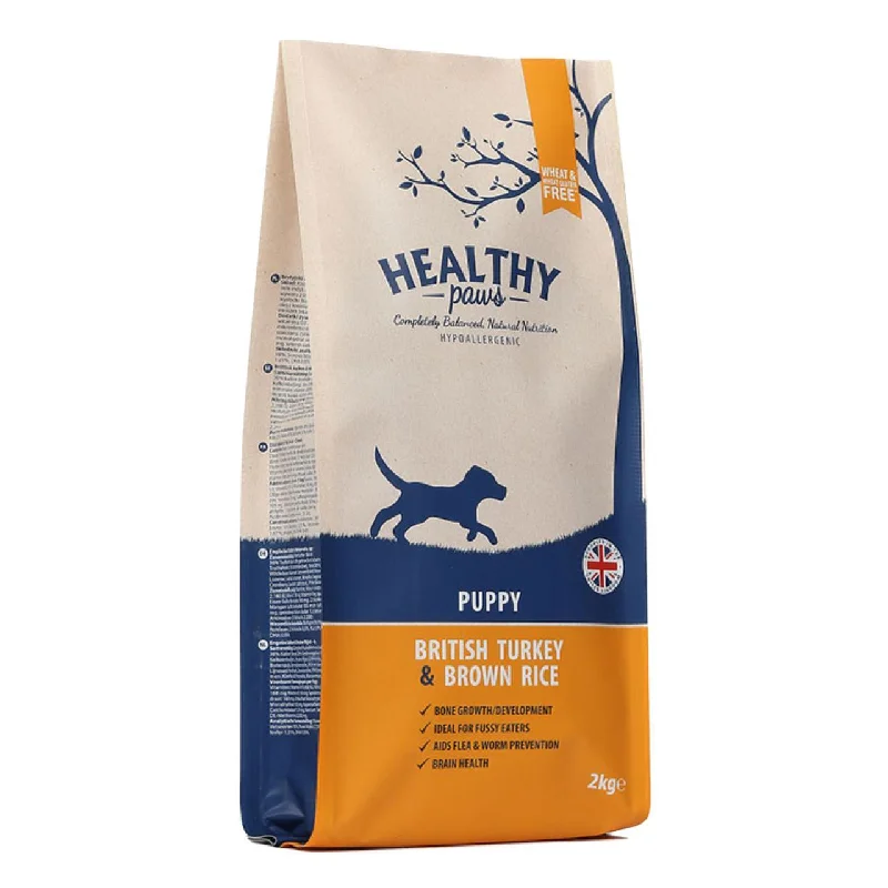 - Gastrointestinal conditioning dog foodHealthy Paws British Turkey & Brown Rice Puppy Dog Food 2kg