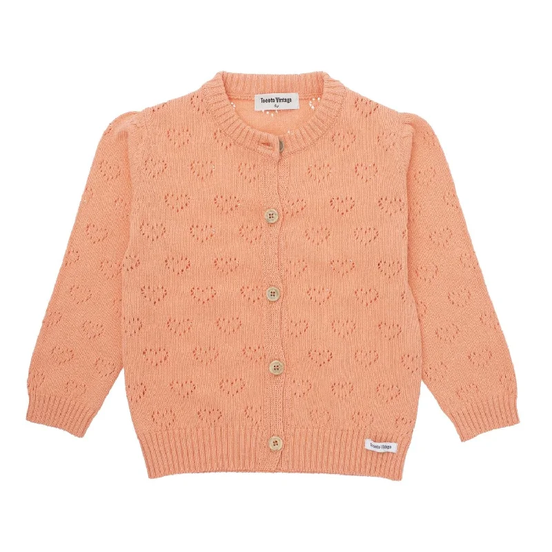 - Deodorizing cat litter tofu litterTocoto Vintage Pink Baby Knitted Openwork Heart Cardigan