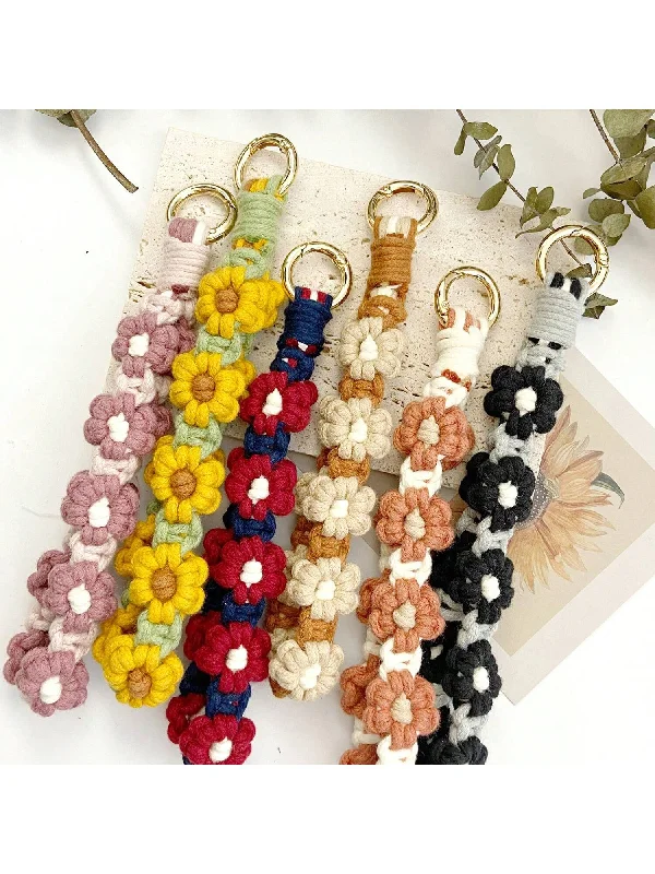 - Air box TSA certified check-inBoho 1pc Bohemian Daisy Flower Keychain With Braided Wrist Strap For Diy, Handmade, Cellphone, Handbag Decoration, Keyring Lanyard