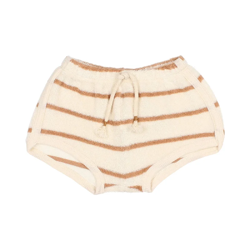 - Natural latex pet mattressBuho Ecru Stripes Baby Terry Cloth Shorts