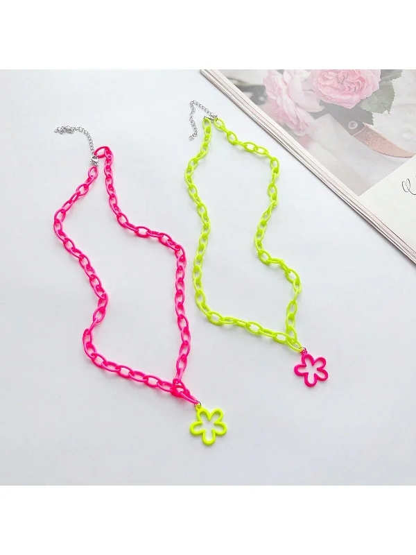 - Pet stroller can be taken on the plane1pc Fashionable And Versatile Y2K Acrylic Fluorescent Color Hollow Small Daisy Chain Pendant Long Sweatshirt Chain, Suitable For Daily Wear With T-Shirts, Sweaters And Hoodies As Accessories For Men And Women