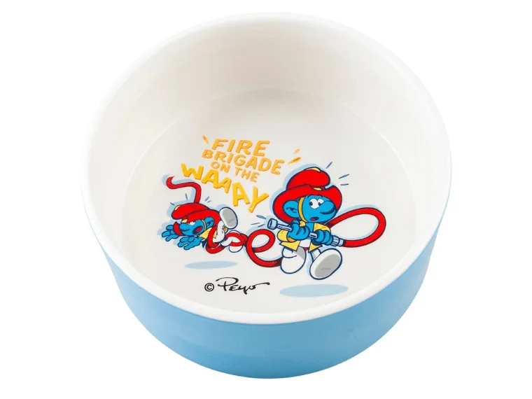 - Chinchilla cooling ice nest ceramic plateFire brigade Smurfs feeding bowl 1500ml - 19x19x7,5cm white/blue