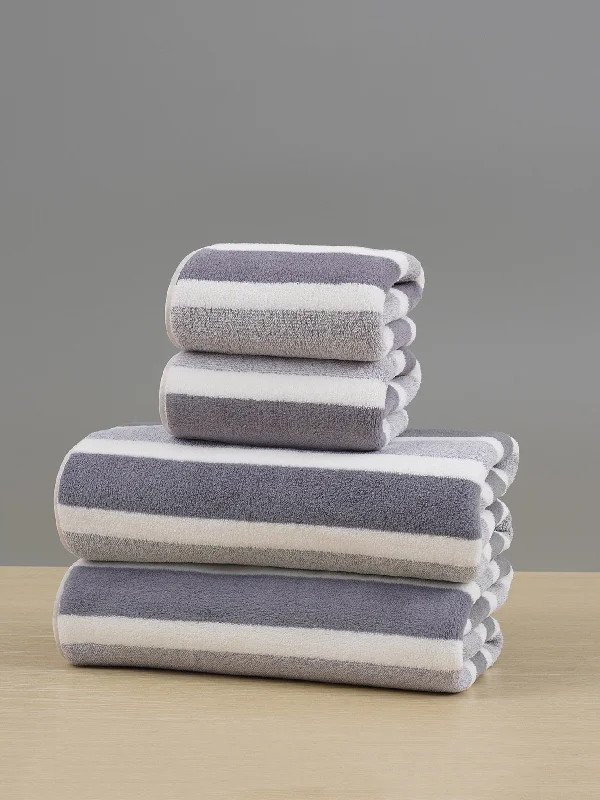 Pet Products1pc Coral Velvet Soft Striped Bath Towel Or Hand Towel Soft Absorbent Home Bathroom Beach Towel Of Various Sizes Available. Please Choose Your Favorite Size.