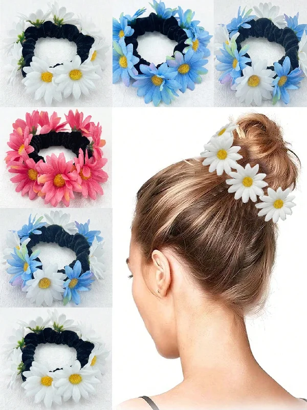  -Splash-proof food bowl AND Anti-choking slow food bowlA Simulation Fabric Daisy Flower Hair Tie For Women, Suitable For Making A Bun And Dressing Up Your Hair Or Wrist On Beach Vacation