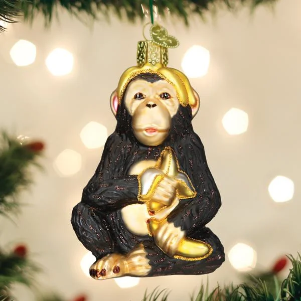 - Custom pet birthday cakeChimpanzee Ornament