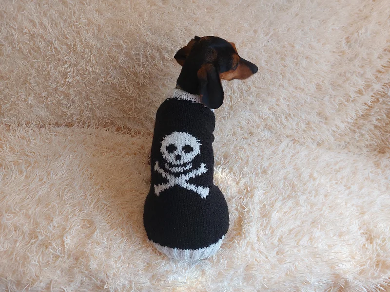 Cat clothesHalloween Pet Clothes Skull and Bones- Halloween Dog Sweater-Pirate sweater for dog skull with bones