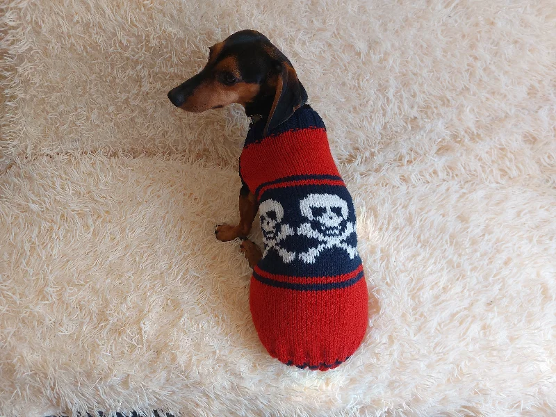 Small dog clothesHalloween Pet Clothes Skull and Bones- Halloween Dog Sweater-Pirate sweater for dog skull with bones