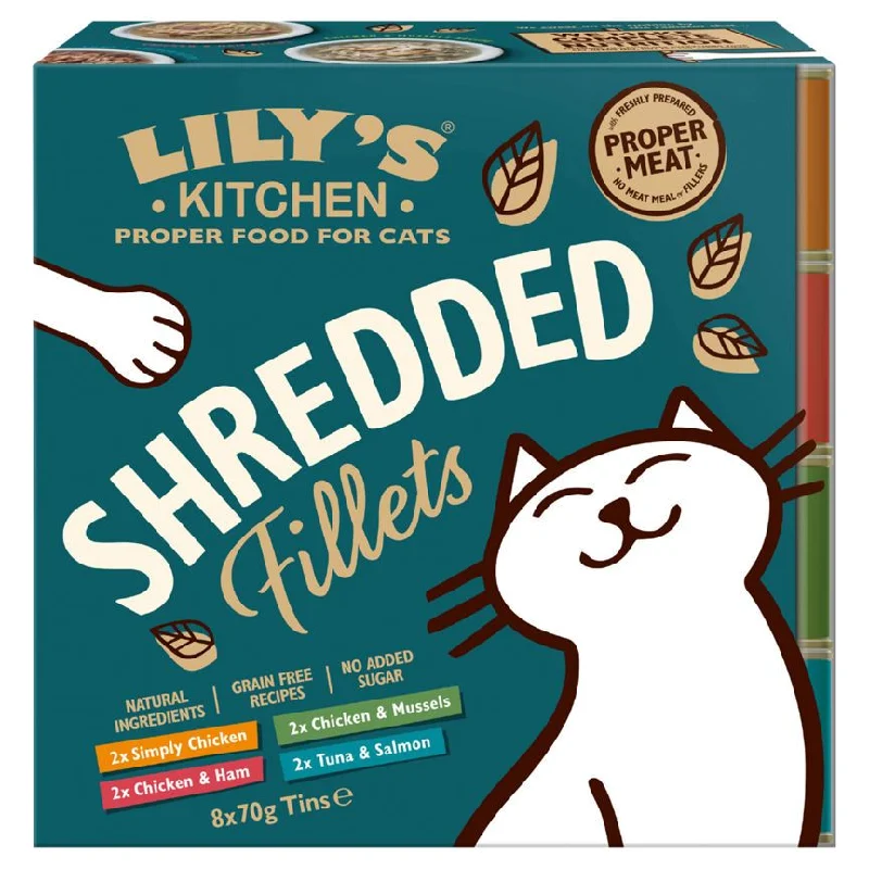    - Natural ingredient cat food  Lily's Kitchen Cat Shredded Fillets Multipack 8 x