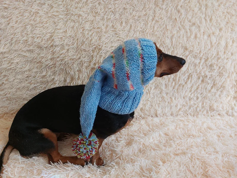 Pet Christmas clothesChristmas bright outfit dog hat with pompom,dachshund hat,Christmas clothes for dog photo shoot