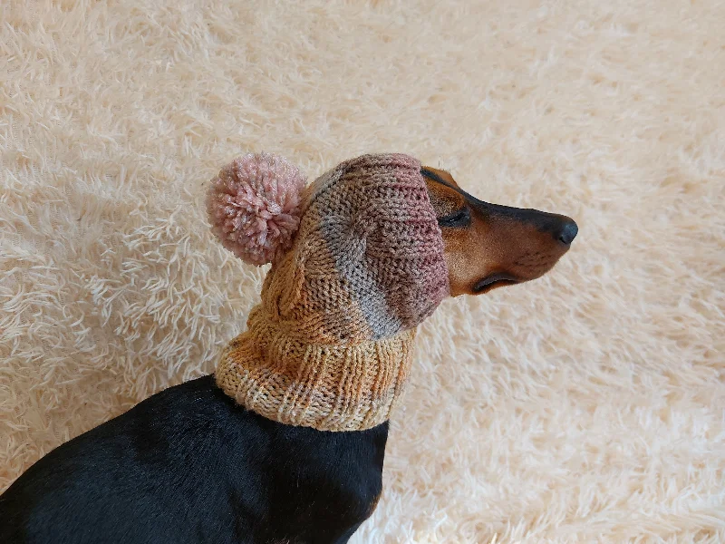 Classification by brand or style:Dog hat with pom poms wool, warm hat for dachshund, wool hat for small dogs