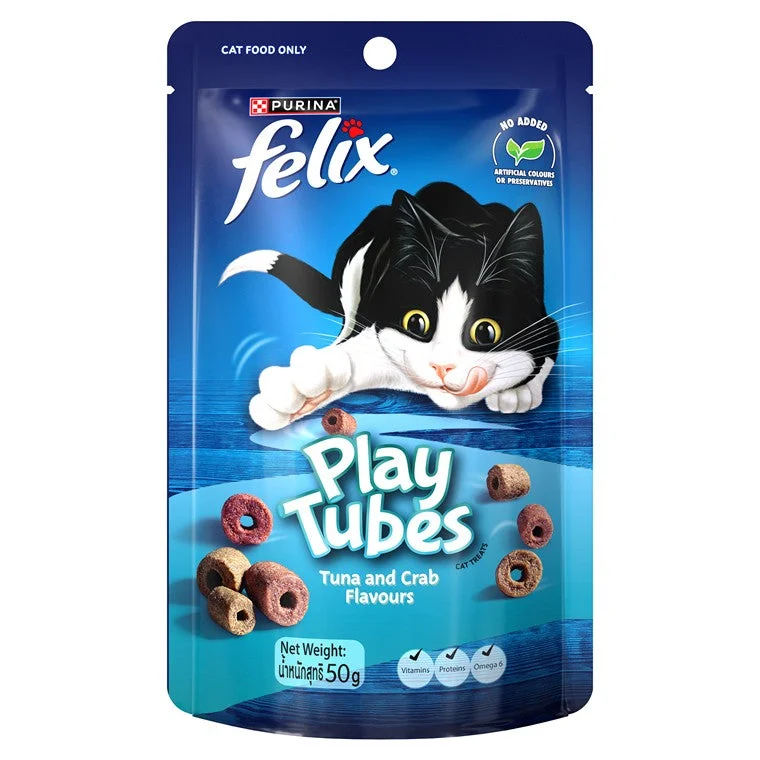    - Outdoor cat food  Felix Play Tubes Tuna & Crab Cat Treats, 50g