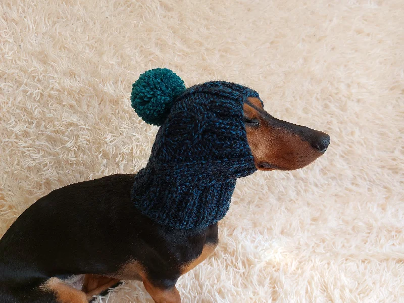 Classification by material or design:Dog hat with pom poms wool, warm hat for dachshund, wool hat for small dogs