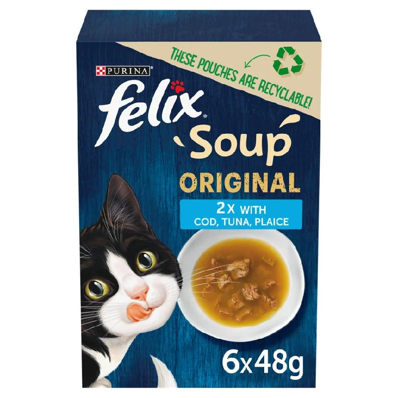    - Affordable cat food with good quality  Felix Soup Cat Food Fish Selection